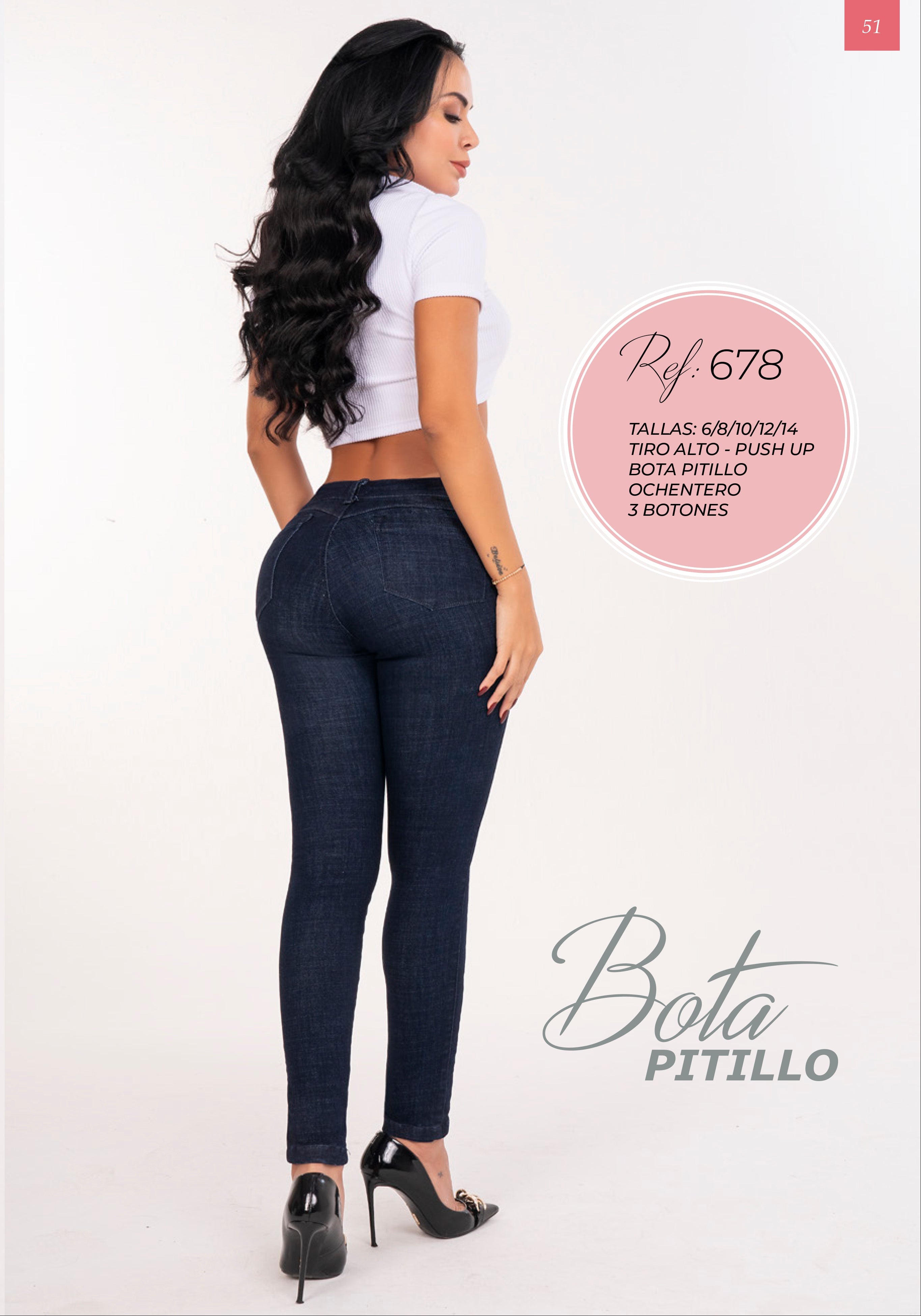 Jean Licrado Azul Oscuro Levanta Cola 3 Botones Estilo Ochentero – Ref. 678 | By Groover