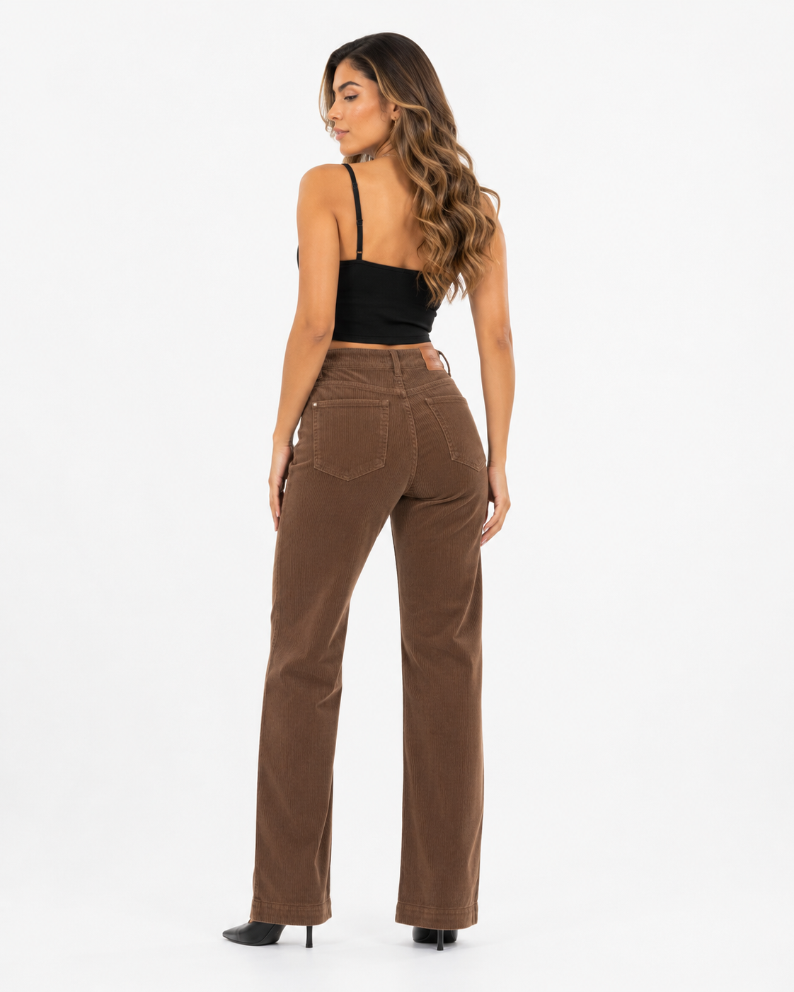Pantalón Pana Licrada Acanalada Tiro Alto Push Up Ref. 665