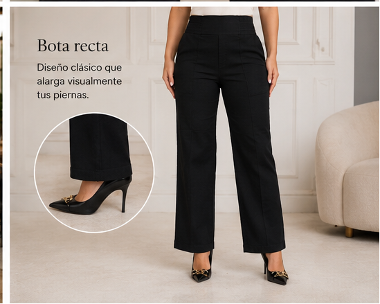 Pantalón Drill Licrado Tiro Alto Ref. 688 – Diseño con Corte Frontal y Ajuste Cómodo