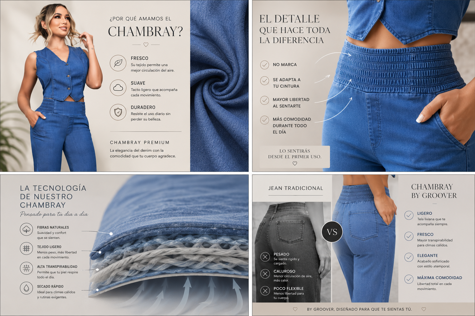 Pantalón Chambray 711 – Cintura Resortada -  | By Groover